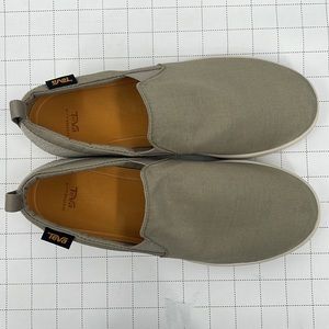 TEVA Voya Comfort Insole Fabric Canvas Slip On Shoe Olive Khaki Gray Woven Sz 8